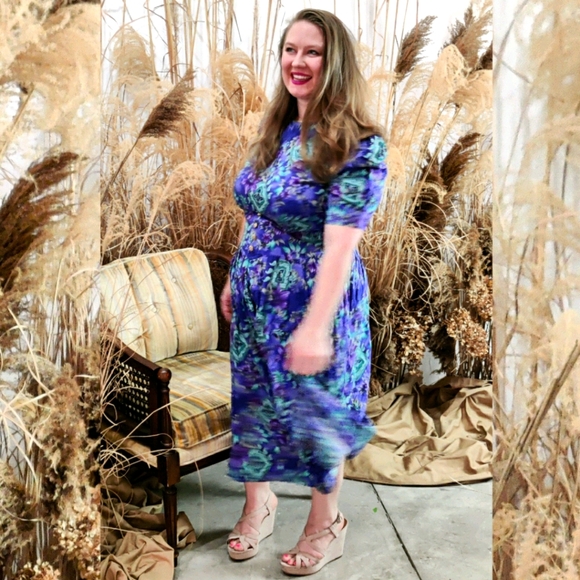 💥BLACK FRIDAY BOGO FREE EVERYTHING💥 XL Vintage Cottagecore Floral Midi Dress - Picture 2 of 10